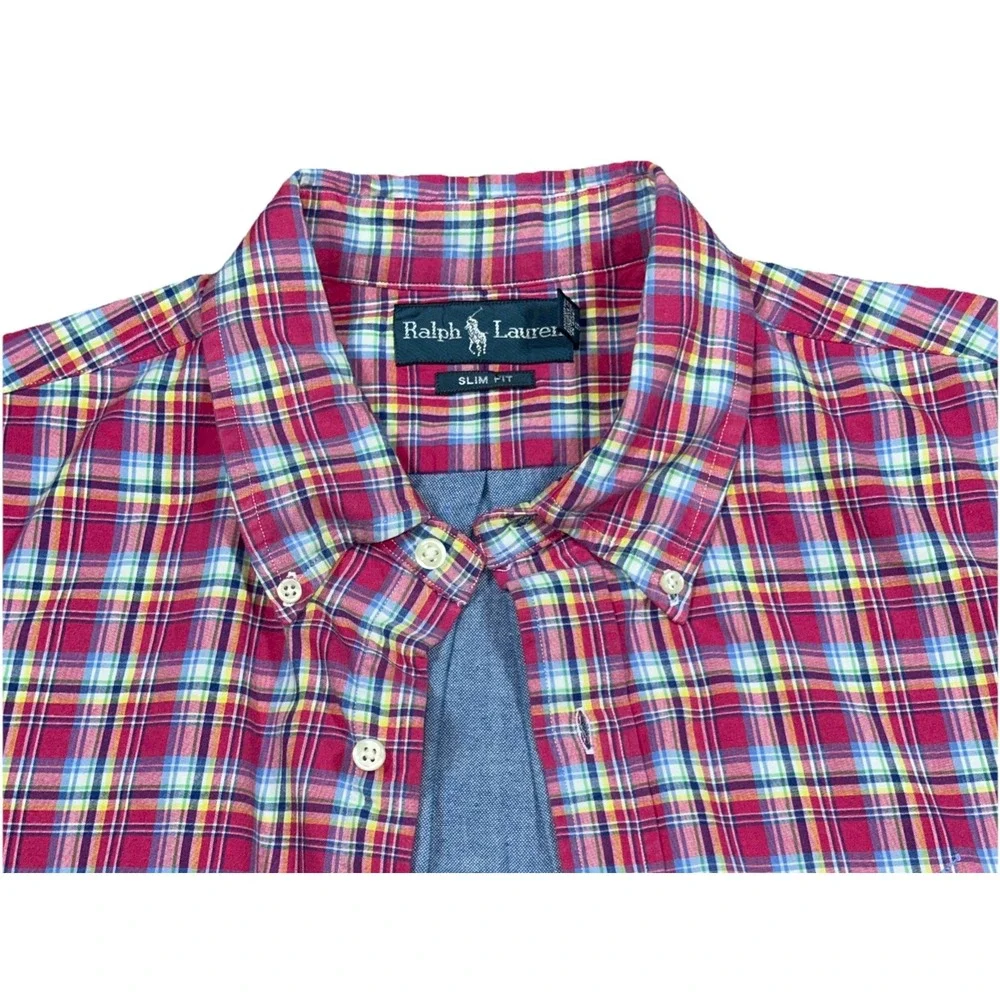 Ralph Lauren Shirt Mens XL Slim Fit Multicolor Plaid Lined Flannel Long Sleeve